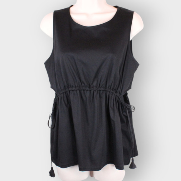 CLUB MONACO  Janou Top Cut-out with Tassels in Black Size Medium - Picture 3 of 12